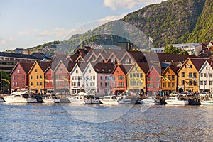 Boats at Bryggen in the norwegian city Bergen