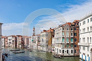 Boats and Buildings Along the Grand Canal in Venice