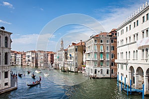 Boats and Buildings Along the Grand Canal in Venice