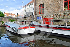 Boats on canal in Bruges