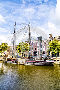 Boats in a canal in Harlingen