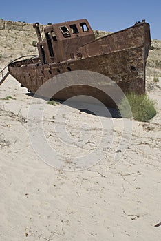Boats cemetary in Aral Sea area photo