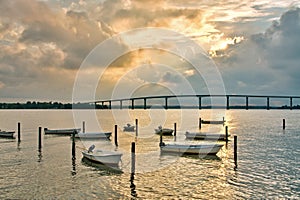 Boats in Chesapeake Bay at Solomons Island