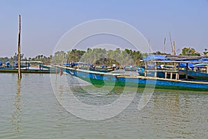 Boats on Chilika lake