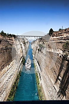 Boats in the Corinth Canal, Greece