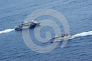 Boats on course of collision w