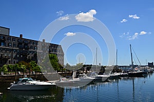 Boats Docked in Boston Harbor During the Summer