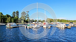 Boats docked on Lake Derg, Ireland