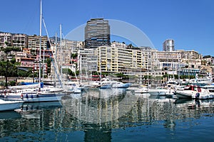 Boats docked at Port Hercules in La Condamine ward of Monaco.