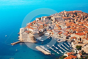 Boats at Dubrovnik old town port