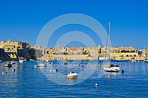 Boats facing Valletta, Malta