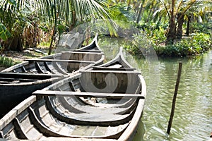 Boats floating on the canal in tropical forest