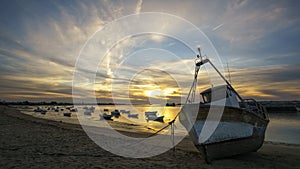 Boats On Guadalquivir River At Sanlucar De Barrameda Cadiz Spain photo