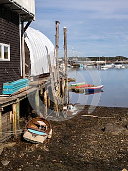 Boats in a harbor with dock