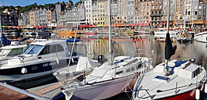 Boats in the harbor of Honfleur Normandy France