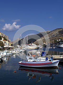 Boats in harbour of Symi