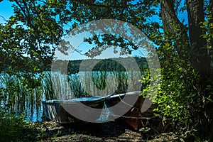 Boats at a hidden lake in Brandenburg