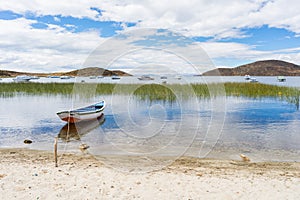 Boats on Island of the Sun, Titicaca Lake, Bolivia