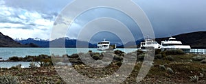 Boats on Lago Argentino by Estancia Cristina, Patagonia, Argentina