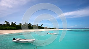 Boats in lagoon