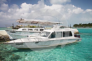 Boats in lagoon