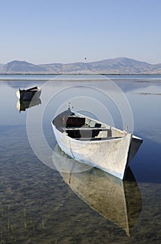 Boats on lake