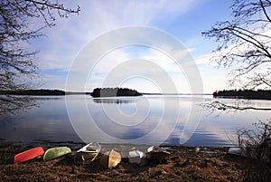 Boats in lake shore, Tampere, Finland