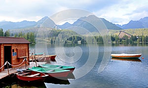 Boats on lake