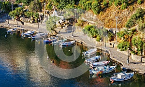 Boats on Lake Voulismeni, Agios Nikolaos, Crete, Greece