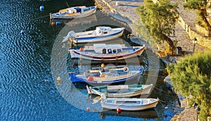 Boats on Lake Voulismeni, Agios Nikolaos, Crete, Greece