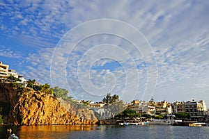 Boats on Lake Voulismeni. Agios Nikolaos, Crete, Greece