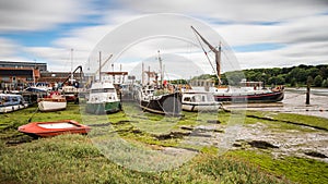 Boats line Woodbridge Quay