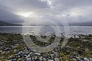 Boats on loch hourn on Isle of Skye