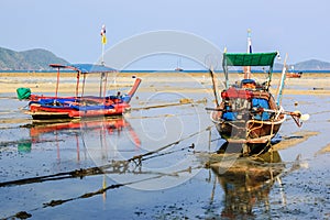 Boats at low tide, Rawai beach, Phuket, Thailand
