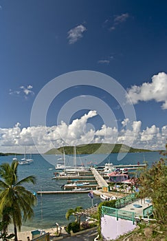 Boats in marina in Caribbean