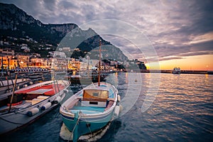 Boats in Marina Grande bay, Capri, Itay