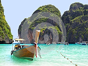 Boats in Maya Bay, Ko Phi Phi, Thailand