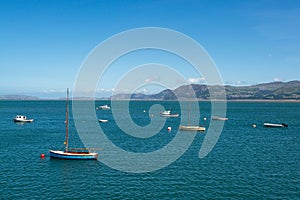 Boats in the Menai Strait and Snowdonia in the background - 1