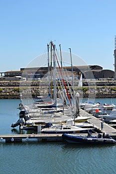 Boats on Mondego river marina