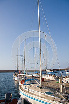 Boats moored in Chania harbor