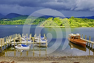 Boats moored on Derwent water photo