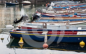 Boats moored in the dock of Lake Garda