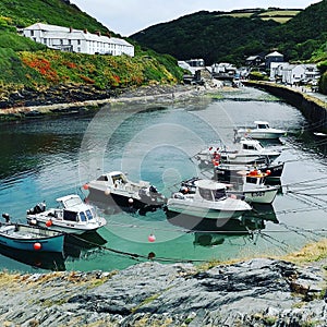 Boats Moored In Harbour at Boscastle