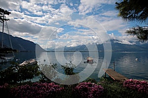 Boats Moored on Lake Geneva in Switzerland