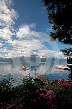 Boats Moored on Lake Geneva in Switzerland