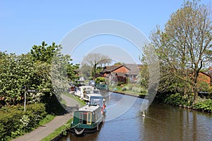 Boats moored on the Lancaster canal at Garstang