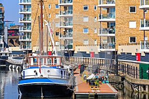 Boats moored at Limehouse Basin Marina