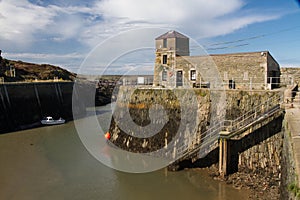 Boats moored at low tide, Amlwch Harbour, Anglesey