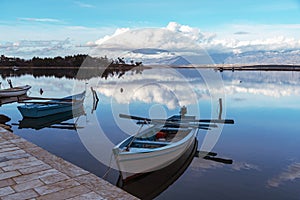 Boats moored in Nin lagoon, Dalmatia, Croatia