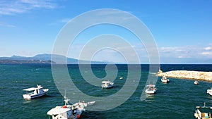 Boats moored in the port of Koroni